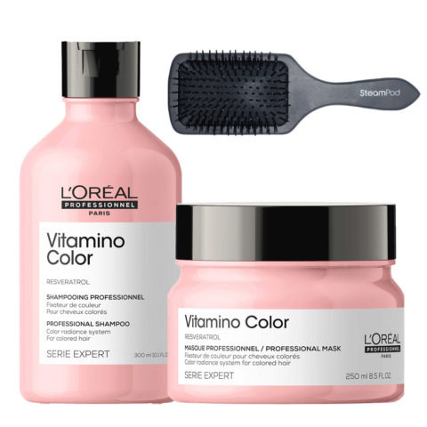 L'Oréal Professionnel Paris Vitamino Color Shampoo 300ml Mask 250ml + Free Brush
