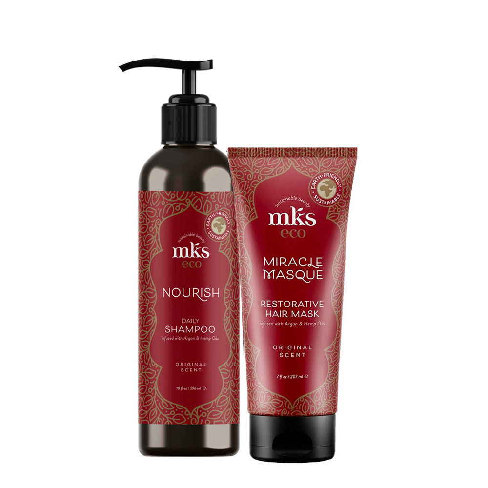 MKS Eco Nourish Daily Shampoo Original Scent 296ml Restorative Mask 207ml