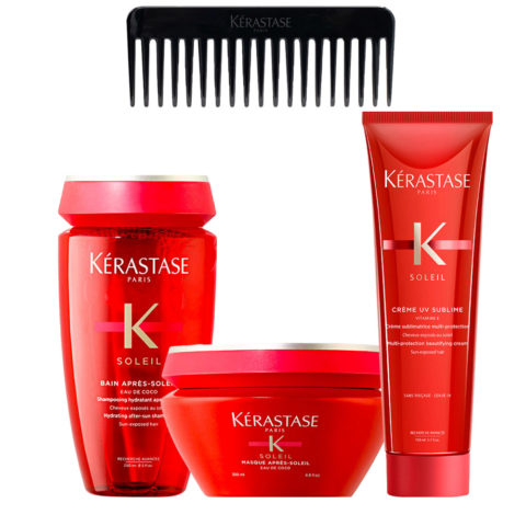 Kerastase Soleil Shampoo Apres Soleil 250ml Masque 200ml Crème UV 150ml + FREE Professional Comb