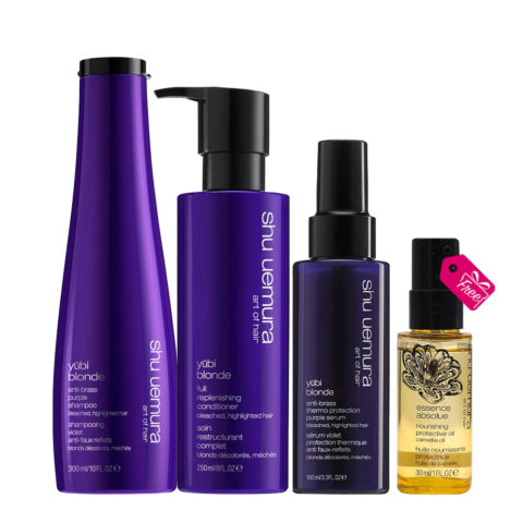 Shu Uemura Yubi Blonde Anti-Brass Purple Shampoo 300ml Conditioner 250ml Serum 100ml + FREE Oil 30ml