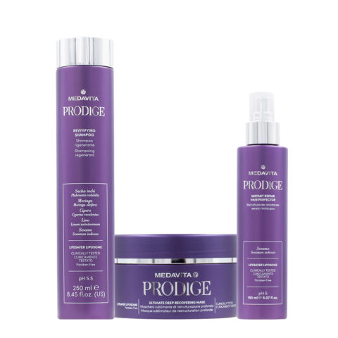 Medavita Prodige Revivifying Shampoo 250ml Mask 250ml Hair Perfector 150ml