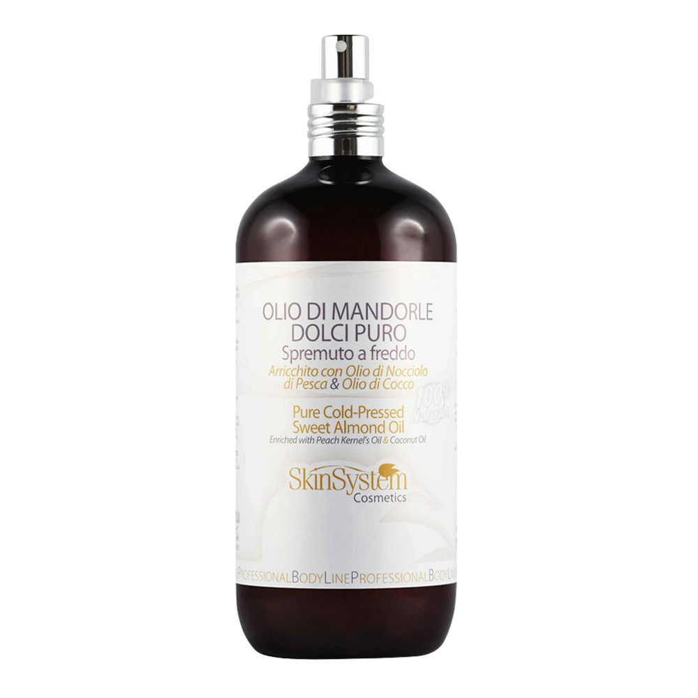 SkinSystem Pure Cold-Pressed Sweet Almond Oil 500ml - pure sweet almond oil with peach and coconut oils
