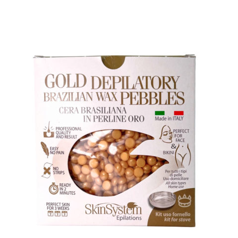 SkinSystem Gold Depilatory Brazilian Waz Pebbles Kit for Stove - wax stove kit