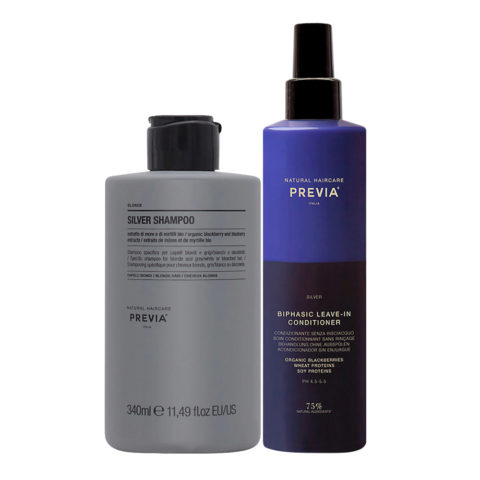 Previa Silver Blonde Shampoo 340ml Biphasic Leave-in Conditioner 200ml
