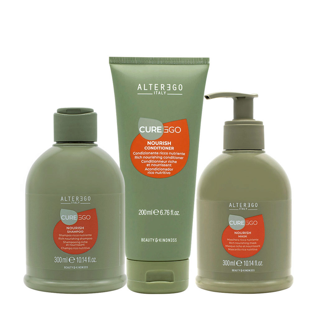 Alterego Curego Nourish Shampoo 300ml Conditioner 200ml Mask 300ml