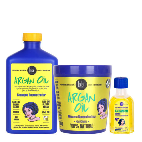 Lola From Rio Argan Oil Shampoo Reconstructor 250ml Máscara Reconstructora 230gr Argan Oil Óleo 50ml
