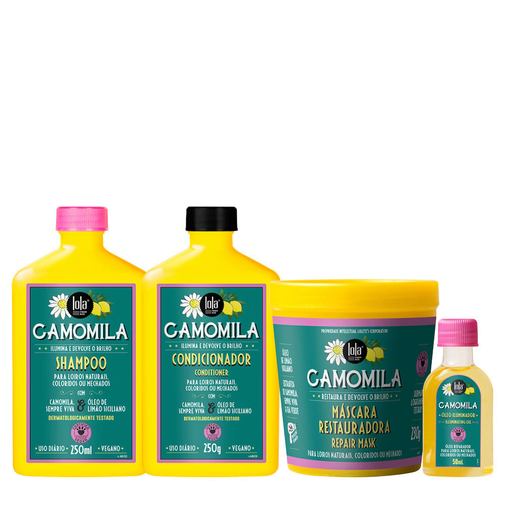 Lola From Rio Camomila Shampoo 250ml Condicionador 250ml Máscara 230gr Óleo 50ml