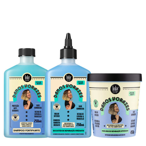 Lola From Rio Danos Vorazes Shampoo Fortificante 250ml Booster De Reparação Imediata 250ml Máscara 450gr