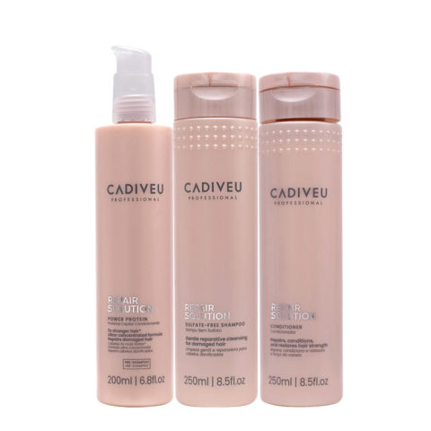 Cadiveu Professional Repair Solution Power Protein 200ml  Shampoo 250ml  Conditioner 250ml