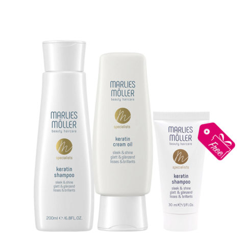 Marlies Möller Keratin Shampoo 200ml Cream Oil 100ml + Shampoo 30ml FREE
