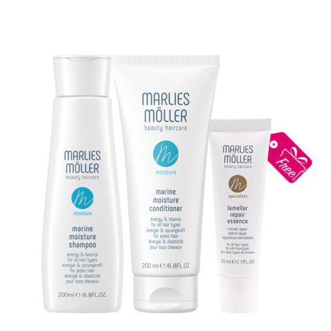Marlies Möller Marine Moisture Shampoo 200ml Conditioner 200ml + Repair Essence 30ml FREE